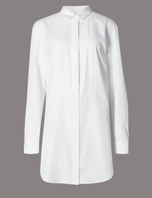 Supima&reg; Tailored Fit Cotton Blend White Shirt